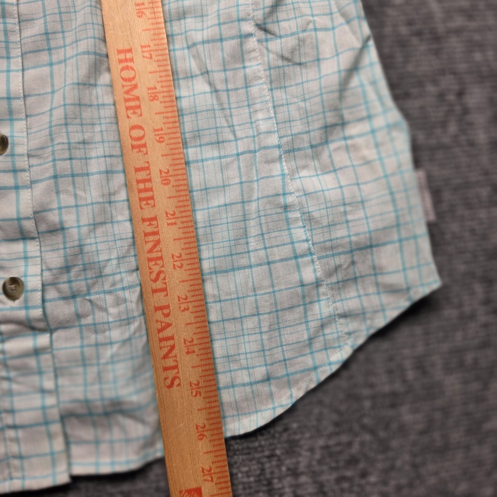 Columbia Titanium Womens M Shirt Plaid Short Sleeve Hiking Top Aqua Grid Checked - Picture 5 of 12